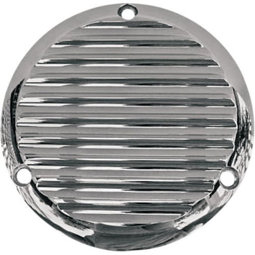 PartzBiz HD: 4413989-ฝาครอบ Joker Machine Chrome Finned 3 Hole Derby สำหรับ Harley Big Twin 70-98 | 06-98FN