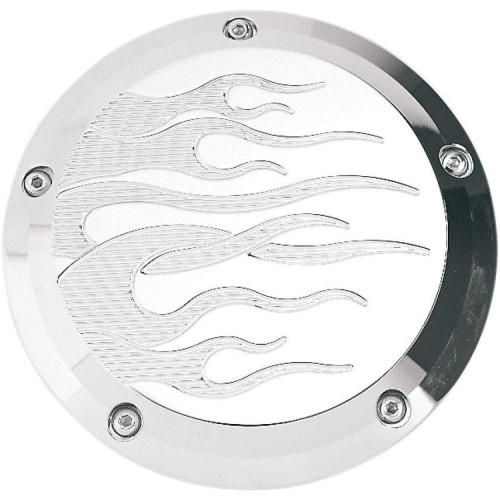 PartzBiz HD: 4413953-Joker Machine Chrome Flame 5 Hole Derby Cover สำหรับ Harley Twin Cam 99-16 | 06-99F