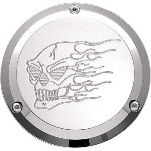 PartzBiz HD: 4413954-Joker Machine Chrome Hot Head Skull 3 Hole Derby Cover สำหรับ Harley Big Twin 70-98 | 921017HHC