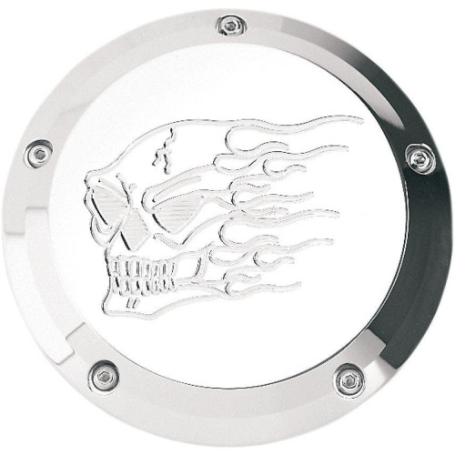 PartzBiz HD: 4413955-Joker Machine Chrome Hot Head Skull 5 Hole Derby Cover สำหรับ Harley Twin Cam 99-16 | 06-99HH
