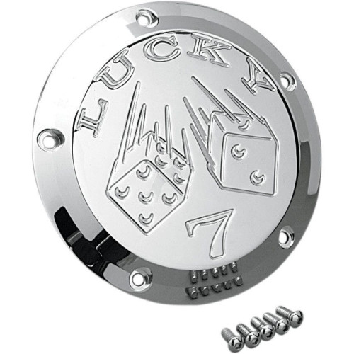 PartzBiz HD: 4413958-Joker Machine Chrome Lucky 7 5 Hole Derby Cover สำหรับ Harley Twin Cam 99-16 | 06-99L PartzBiz HD: 4413958-Joker Machine Chrome Lucky 7 5 Hole Derby Cover สำหรับ Harley Twin Cam 99-16 | 06-99L