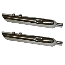 PartzBiz HD JFB-JAC430MC-8 - Jones Exhaust JAC430MC-8 Angle Cut Slip-On Mufflers No Baffle 17-18 FLH M8