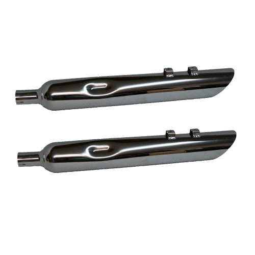 PartzBiz HD: 4413909-Jones Exhaust Chrome 4" Full Boar Angle Slip-On Mufflers 1.75" Baffles 95-16 FLH Harley Touring PartzBiz HD: 4413909-Jones Exhaust Chrome 4" Full Boar Angle Slip-On Mufflers 1.75" Baffles 95-16 FLH Harley Touring
