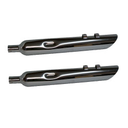 PartzBiz HD JFB-JAC430MC250-8 - Jones Exhaust JAC430MC250-8 Angle Cut Slip-On Mufflers 2.5" Baffle 17-18 FLH M8