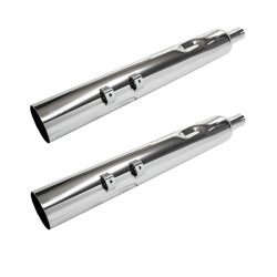 PartzBiz HD JFB-JPT430MC - Jones Exhaust JPT430MC Full Boar Straight Cut Slip-On Mufflers No Baffle 95-16 FLH