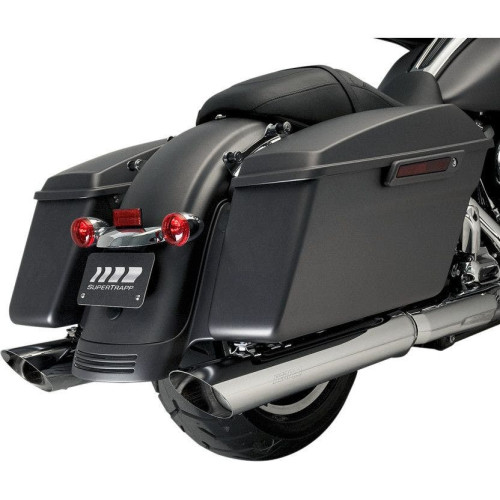 PartzBiz HD: 4413878-Kerker Chrome 4" w/ 45 Degree Slash Cut Slip On Mufflers for Harley Touring 2017 | 128-78132