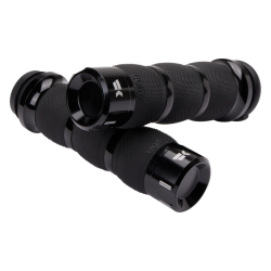 PartzBiz HD DS06303077 - Khrome Werks Avon Air Cushion Klassic Black Hand Grips สำหรับ Harley Fly By Wire Throttle | 500190