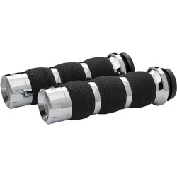 PartzBiz HD DS06303078 - Khrome Werks Avon Air Cushion Klassic Chrome Hand Grips สำหรับ Harley Fly By Wire Throttle | 500195