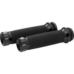 PartzBiz HD DS06303079 - Khrome Werks Avon Contour Klassic Black Hand Grips สำหรับ Harley Cable Throttle | 500280