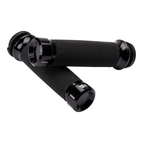 PartzBiz HD: 4413788-Khrome Werks Avon Contour Klassic Black Hand Grips สำหรับ Harley Fly By Wire Throttle | 500180