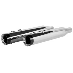 PartzBiz HD DS18011257 - Khrome Werks Chrome 4.5” HP-Plus Slip-Ons Turbine Contrast Tip Harley M8 FLH 17+ | 202770