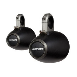 PartzBiz HD DS44050600 - Kicker 12KMTES Black 6.5" Round Empty Speaker Enclosures Clamp On Boat Jeep UTV tube Mount Bar Speakers radio Stereo audio sound system upgrade 6.5 inch utv atv boat waterproof outdoor