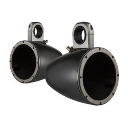 PartzBiz HD DS44050601 - Kicker 43KMTES8B Black 8" Round Empty Speaker Enclosures Clamp On Boat Jeep UTV tube Mount Bar Speakers radio Stereo audio sound system upgrade 8 inch utv atv boat waterproof outdoor