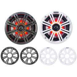 PartzBiz HD DS44050593 - Kicker 45KM654L 6.5" Marine Speakers w/ LED Lights Waterproof Coaxial 4-Ohm 65W sound system speakers audio radio stereo upgrade harley davidson motorcycle bagger touring atv 4 wheeler handle bars