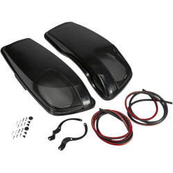 PartzBiz HD DS44050796 - Kicker 46HDBLVB สายรัดฝาปิดลำโพงข้างกระเป๋า Smooth Black Harley Touring 14-Up