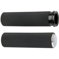 PartzBiz HD AN07-326 - Arlen Ness 07-326 Fusion Chrome Knurled Hand Grips 08-19 Harley Throttle By Wire Touring Bagger Dresser Softial CVO 0630-1043 06301043 262247
