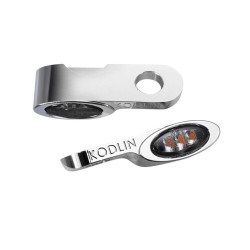 PartzBiz HD WP880-4043 - Kodlin Chrome Elypse ไฟเลี้ยว LED สีเหลืองอำพัน Universal 12V Harley & Custom