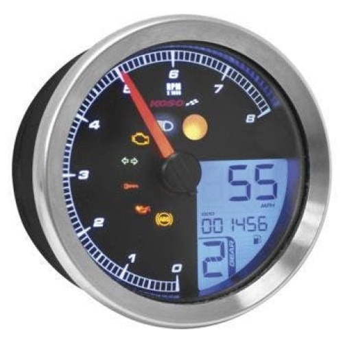 PartzBiz HD: 4413333-Koso BA051221 Chrome HD-04 Series 3-3/8” เกจ Color LCD Universal