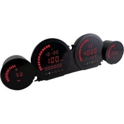 PartzBiz HD DS22100544 - KOSO BA064920 HD-03 ชุดเกจสี่ชิ้นจอแสดงผลสีแดง Harley Touring 14-20 2210-0544 22100544 Harley FLH FXD Harley FLH FXD Road King Softail Dyna เครื่องวัดระยะทาง อุณหภูมิ ระดับน้ำมันเชื้อเพลิง rpm ระบบควบคุมความเร็วคงที่ abs ป้องกันการโจรกรรม