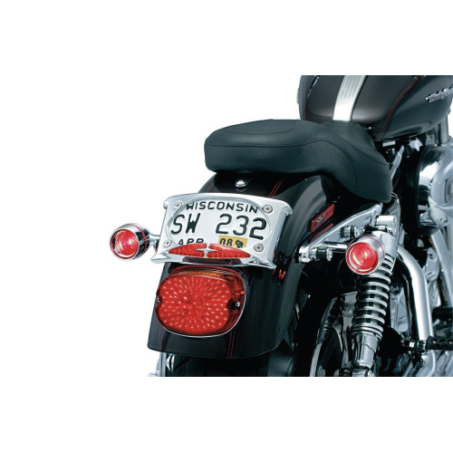 PartzBiz HD: 4413251-Kuryakyn 2109 Chrome Deep Dish Bullet Turn Signal Bezels Red Lens Harley