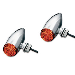 PartzBiz HD KA2501 - Kuryakyn 2501 Chrome Super Bright LED Mini Bullet Turn Signals 12v Universal