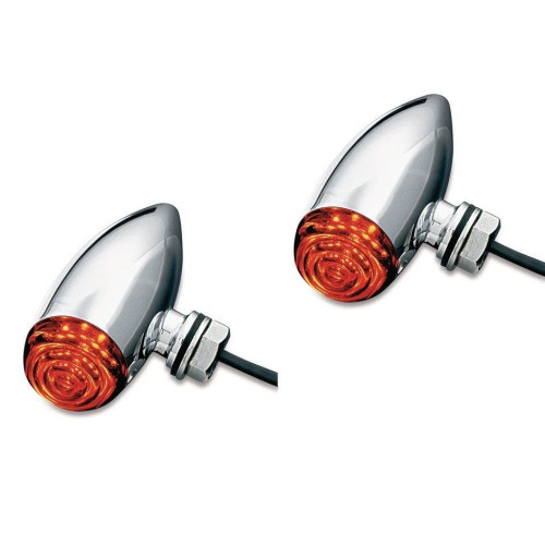 PartzBiz HD: 4413223-Kuryakyn 2501 Chrome Super Bright LED Mini Bullet Turn Signals 12v Universal