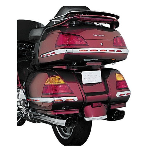 PartzBiz HD: 4413134-Kuryakyn 3201 Chrome RED LED Trunk Moulding Trim ชุด 01-10 Honda GL1800 2040-0147 20400147 497157 Gold Wing BEZEL Accents ไฟ MARKER Lighting Trunk Tour Pack Cargo Bagger