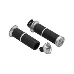 PartzBiz HD KA3588 - Kuryakyn 3588 Silver Black Riot Cast Aluminum Handlebar Grips 15-19 Indian Scout upgrade custom style grip PartzBiz HD KA3588 - Kuryakyn 3588 Silver Black Riot Cast Aluminum Handlebar Grips 15-19 Indian Scout upgrade custom style grip