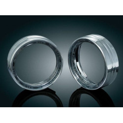 PartzBiz HD KA7748 - Kuryakyn 7748 Chrome LED Halo ผ่านโคมไฟ Trim Bezels แหวน Harley FLH/T