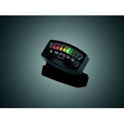 PartzBiz HD KA4218 - Kuryakyn Black LED 12v Battery Gauge สำหรับ Harley หรือรุ่นเมตริก 4218