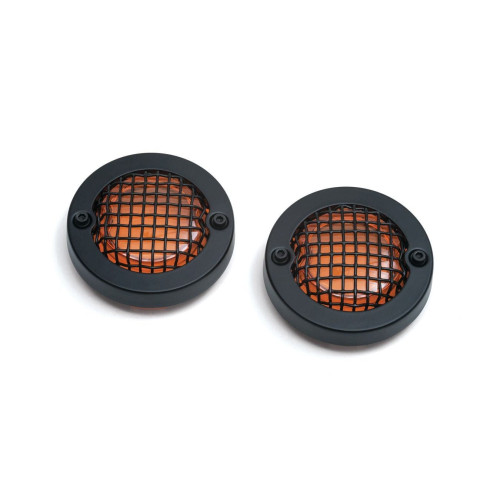 PartzBiz HD: 4412683-Kuryakyn Black Mesh Bullet Turn Signal Bezels เลนส์สีเหลืองอำพันสำหรับ Harley | 6546 PartzBiz HD: 4412683-Kuryakyn Black Mesh Bullet Turn Signal Bezels เลนส์สีเหลืองอำพันสำหรับ Harley | 6546