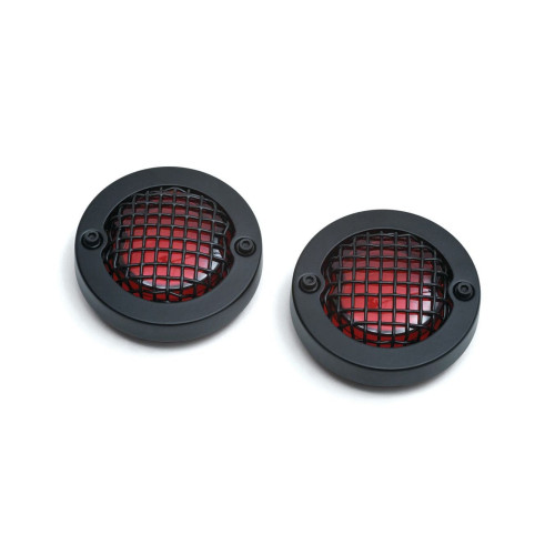 PartzBiz HD: 4412684-Kuryakyn Black Mesh Bullet Turn Signal Bezels เลนส์สีแดงสำหรับ Harley | 6547