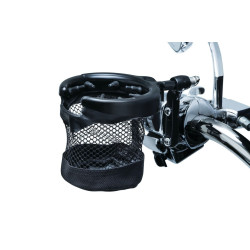 PartzBiz HD KA1738 - ที่วางแก้ว Kuryakyn Universal Perch สีดำพร้อมตะกร้า Harley หรือ Metric 1738