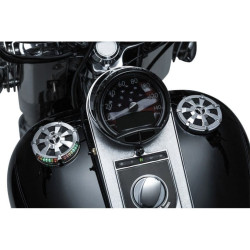 PartzBiz HD KA7381 - Kuryakyn Chrome Alley Cat LED Fuel & Battey Gauge สำหรับ Harley 96-16 FL FX XL | 7381