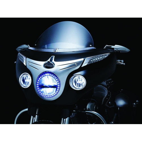 PartzBiz HD: 4412527-คิ้วสัญญาณไฟเลี้ยวด้านข้างโครเมียม Kuryakyn สำหรับ Indian Chieftain 2014 - 5621