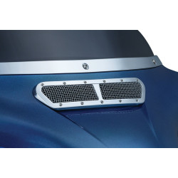 PartzBiz HD KA6511 - Kuryakyn Chrome Mesh Fairing Vent Dash Insert Grill สำหรับ Harley Batwing 14-17 | 6511