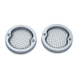PartzBiz HD KA6513 - Kuryakyn Chrome Mesh Flat 3-1/4” ฝาปิดสัญญาณไฟเลี้ยวสไตล์ Harley Pancake | 6513
