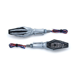 PartzBiz HD KA2528 - สัญญาณไฟเลี้ยวมือ Kuryakyn Chrome Skeleton Hand สำหรับ Harley / คู่เมตริก | 2528 PartzBiz HD KA2528 - สัญญาณไฟเลี้ยวมือ Kuryakyn Chrome Skeleton Hand สำหรับ Harley / คู่เมตริก | 2528