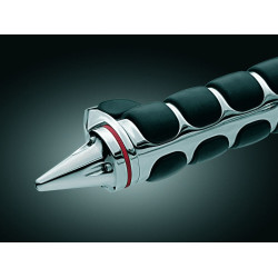 PartzBiz HD KA6249 - Kuryakyn Chrome Stiletto End Caps ISO Kinetic และ Braided Harley Metric Grips | 6249