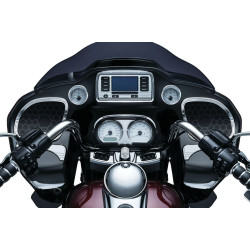 PartzBiz HD KA6966 - Kuryakyn Chrome Tri Line Stereo Trim Accent for Harley FLTR 15up W/ Boom Box 4.3 | 6966