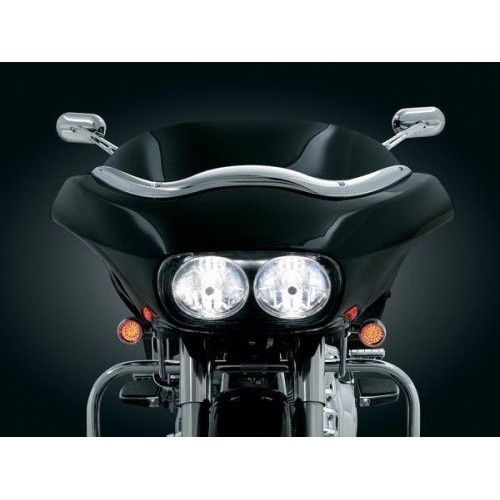 PartzBiz HD: 4412363-Kuryakyn 1370 แผ่นปิดกระจกหน้ารถ Chrome สำหรับ Harley Road Glide FLTR '98-'13