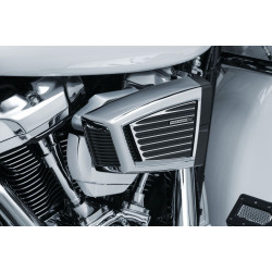 PartzBiz HD KA9369 - Kuryakyn Classic Black & Chrome Faceplate สำหรับ Harley Hypercharger ES Air Cleaner 9369