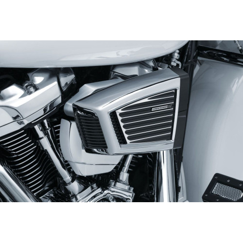 PartzBiz HD: 4412372-Kuryakyn Classic Black & Chrome Faceplate สำหรับ Harley Hypercharger ES Air Cleaner 9369