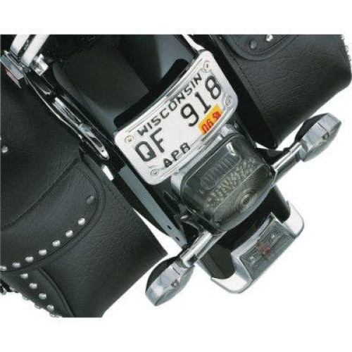PartzBiz HD: 4412341-Kuryakyn Chrome Curved Laydown ป้ายทะเบียนพร้อมกรอบ (ea) | 9171