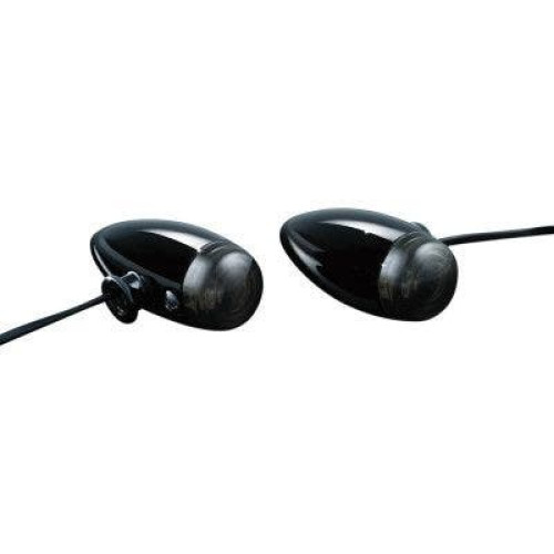 PartzBiz HD: 4412230-สัญญาณไฟเลี้ยว Kuryakyn Gloss Black Amber LED Mini Bullets (pr) สำหรับ Harley | 2504