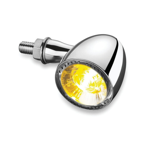 PartzBiz HD: 4412113-Kuryakyn Kellermann Bullet 1000 2552 Chrome Amber LED สัญญาณไฟเลี้ยวด้านหน้า Harley & Metric