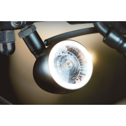 PartzBiz HD KA2553 - Kuryakyn Kellermann Bullet 1000 2553 ไฟเลี้ยวหน้า LED สีเหลืองอำพันสีดำ Harley & Metric