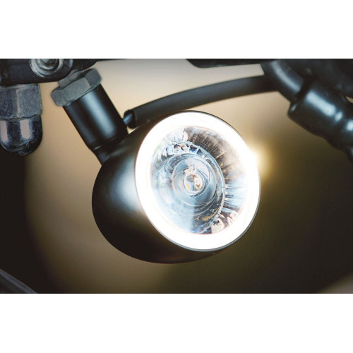 PartzBiz HD: 4412114-Kuryakyn Kellermann Bullet 1000 2553 ไฟเลี้ยวหน้า LED สีเหลืองอำพันสีดำ Harley & Metric