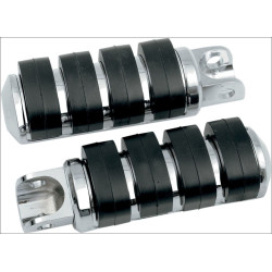 PartzBiz HD KA8003 - Kuryakyn Chrome หมุด ISO ขนาดใหญ่พร้อมอะแดปเตอร์เมาท์ตัวเมียสไตล์กระสุน Universal
