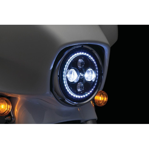 PartzBiz HD: 4411999-Kuryakyn Orbit Vision 7 ” LED พร้อมไฟหน้า LED สีขาว Halo Harley FLH/T 2460